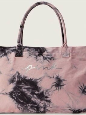 PINK Victoria's Secret Pink and Charcoal Tie-Dye Canvas Tote
